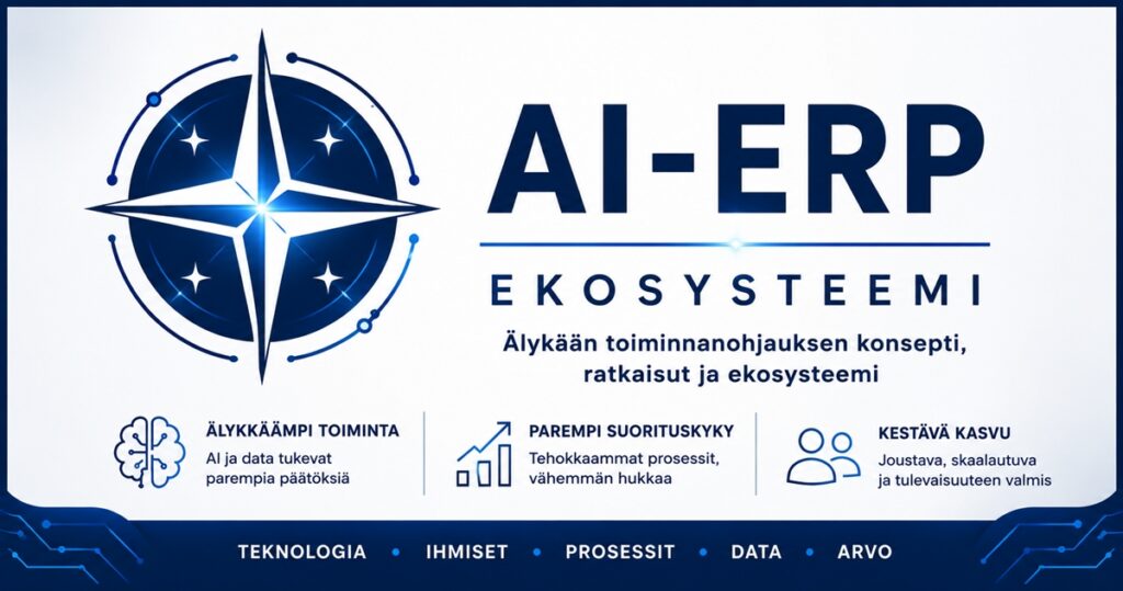 Tekoälyn hyödyntäminen liiketoimintajärjestelmissä ei ole vain järjestelmien käyttöönottoa. Se on myös ajattelun muutos. AI-ERP Ekosysteemi ajatustapa.